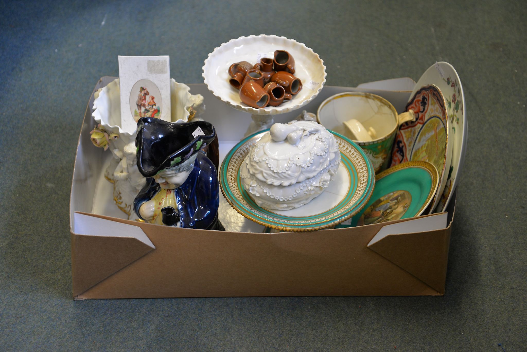 A mixed assortment of mostly ceramics including an F Pratt type plate, a Toby jug, and other items - Image 2 of 2