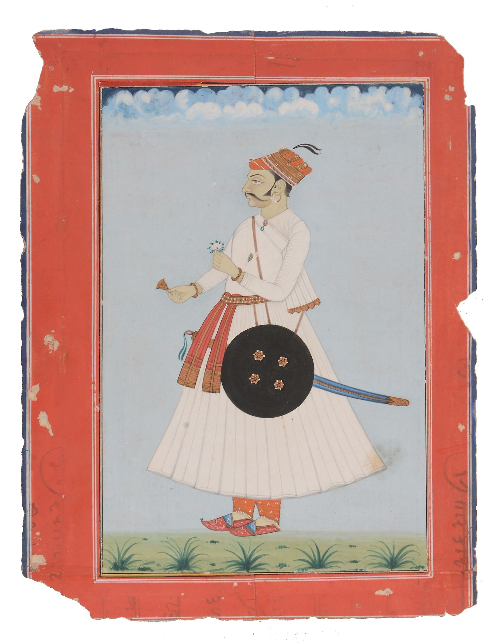 Three Indian portraits of rulers, Mewar, South Western Rajasthan, late 18th or 19th century, each - Image 2 of 3