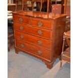 A mahogany and kingwood cross banded chest of drawers, early 19th century, with two short and