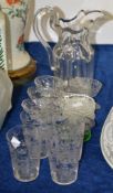 An early Victorian cut glass hexagonal section jug, circa 1840, 26cm high, and other items of