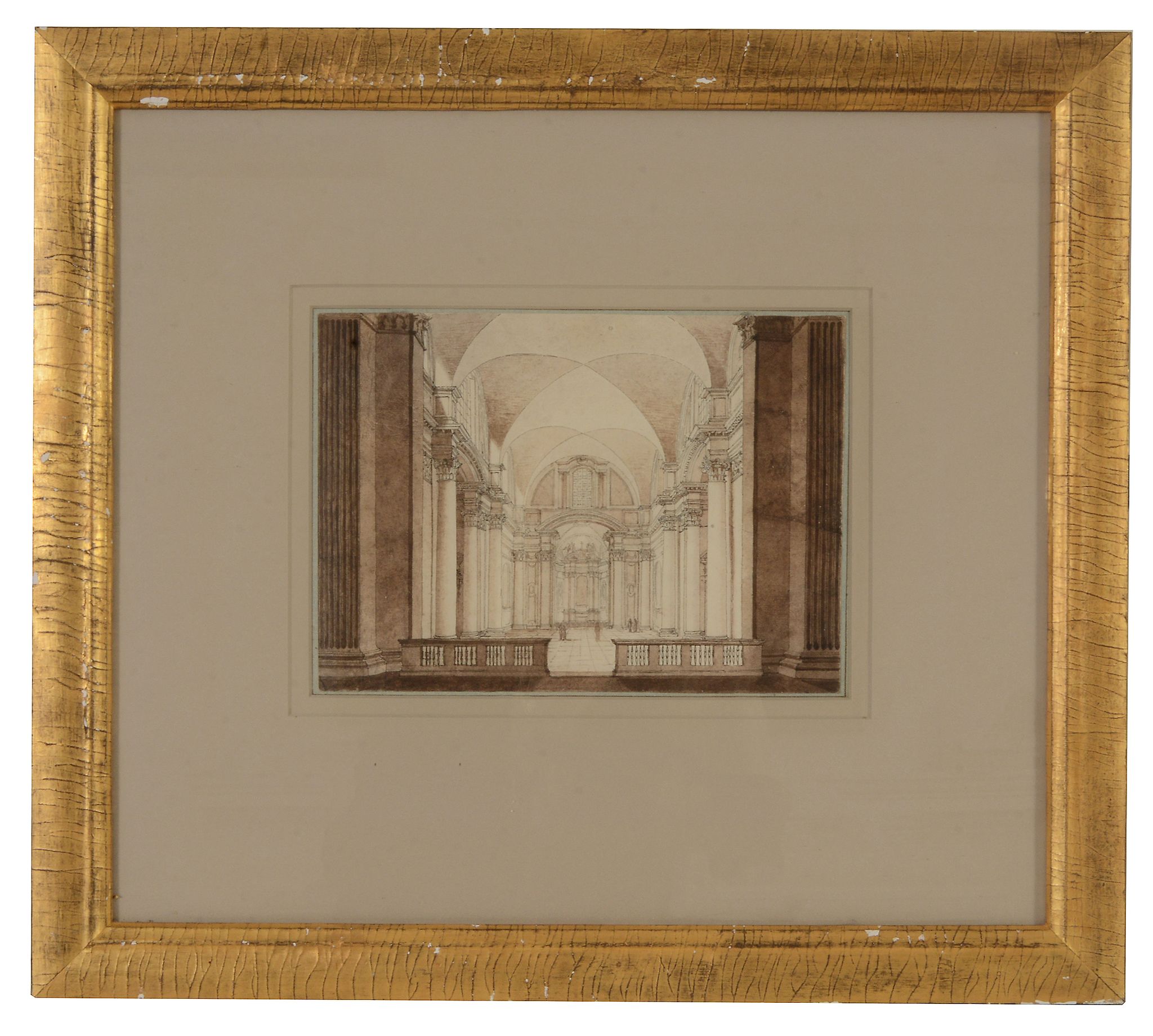 English School (19th century) Interior of St Maria della Angeli, Roma Pen, ink and wash 17 x 23cm (6 - Image 2 of 3