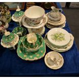 A set of six English porcelain fruit painted plates, and other part services