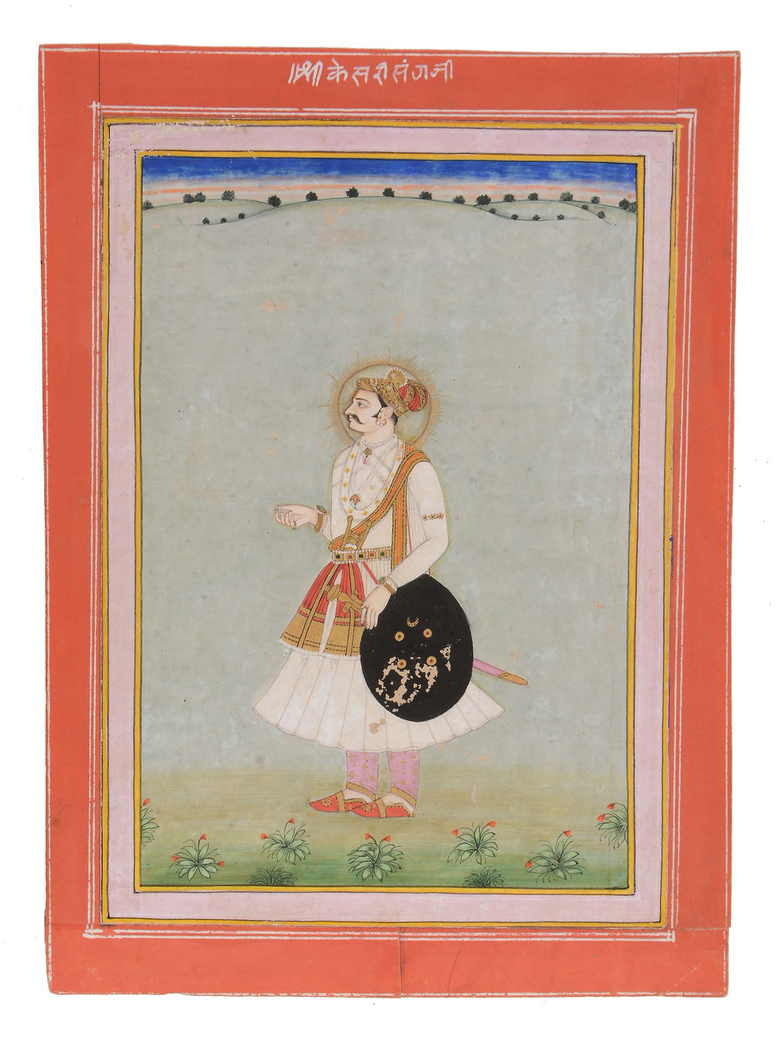 Three Indian portraits of rulers, Mewar, South Western Rajasthan, late 18th or 19th century, each - Image 3 of 3