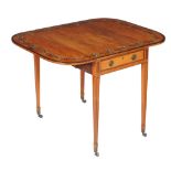 Ω A George III satinwood and rosewood banded Pembroke table in the manner of Thomas Sheraton, with