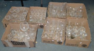 Various suites of table glass and other glassware (7 small boxes)