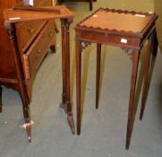 A mahogany urn stand in George III style, 71cm high, and a single table from a nest of tables - as