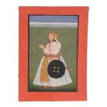 An Indian portrait of a Ruler, Mewar, Rajasthan, late 18th century, the plump one-eyed figure