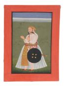 An Indian portrait of a Ruler, Mewar, Rajasthan, late 18th century, the plump one-eyed figure