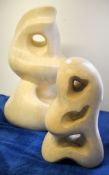Beatrice Murray (contemporary), two carved stone abstract sculptures, the larger signed BEA and