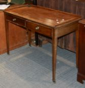 A stained hardwood dressing table, mid -19th century, with three quarter gallery, 82cm high