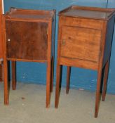 Two similar mahogany bedside cupboards in George III style, the larger 75cm high Provenance: Removed