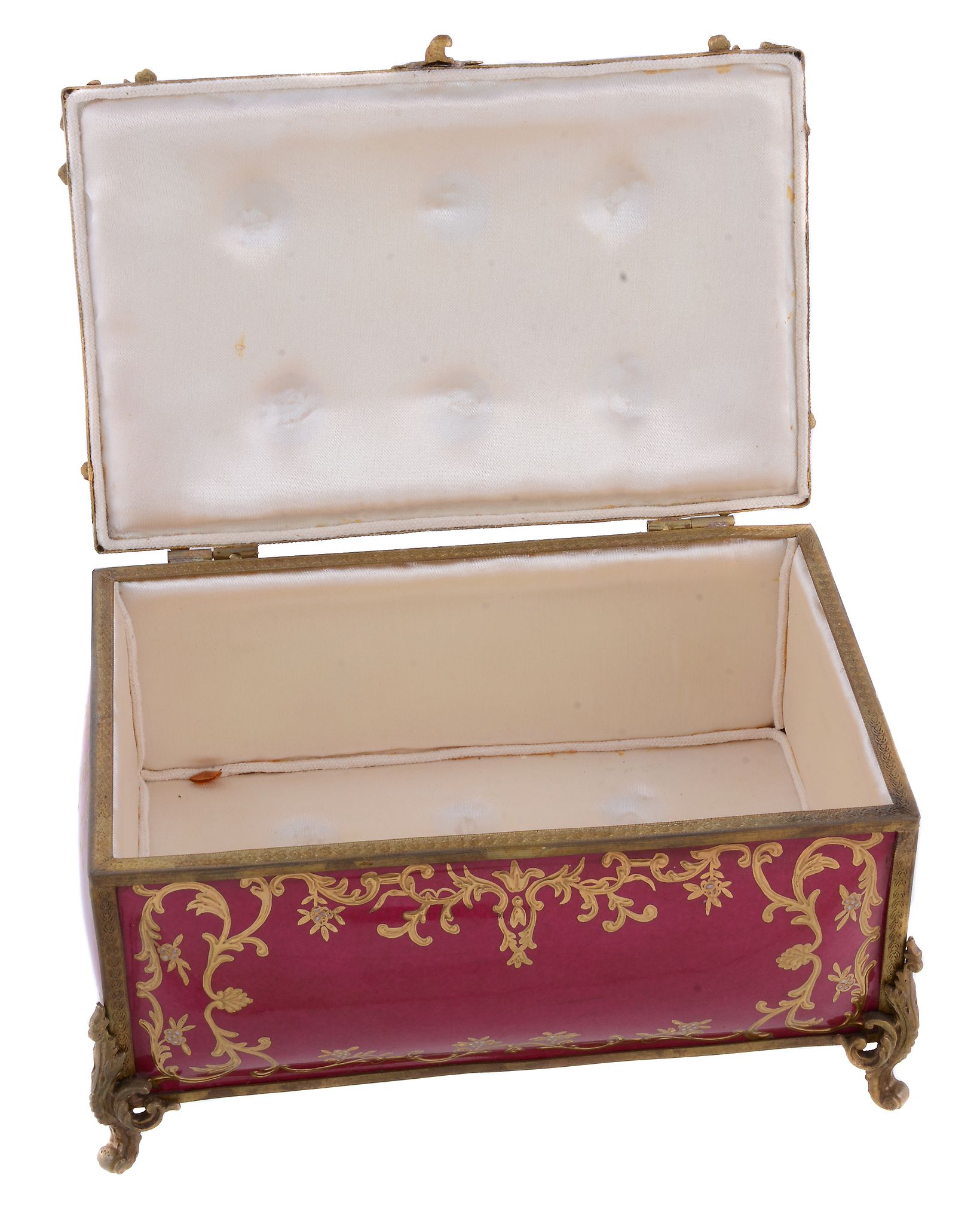 A Continental gilt-metal and glass oval casket, early 20th century, stamped with a frieze of dancing - Image 4 of 11