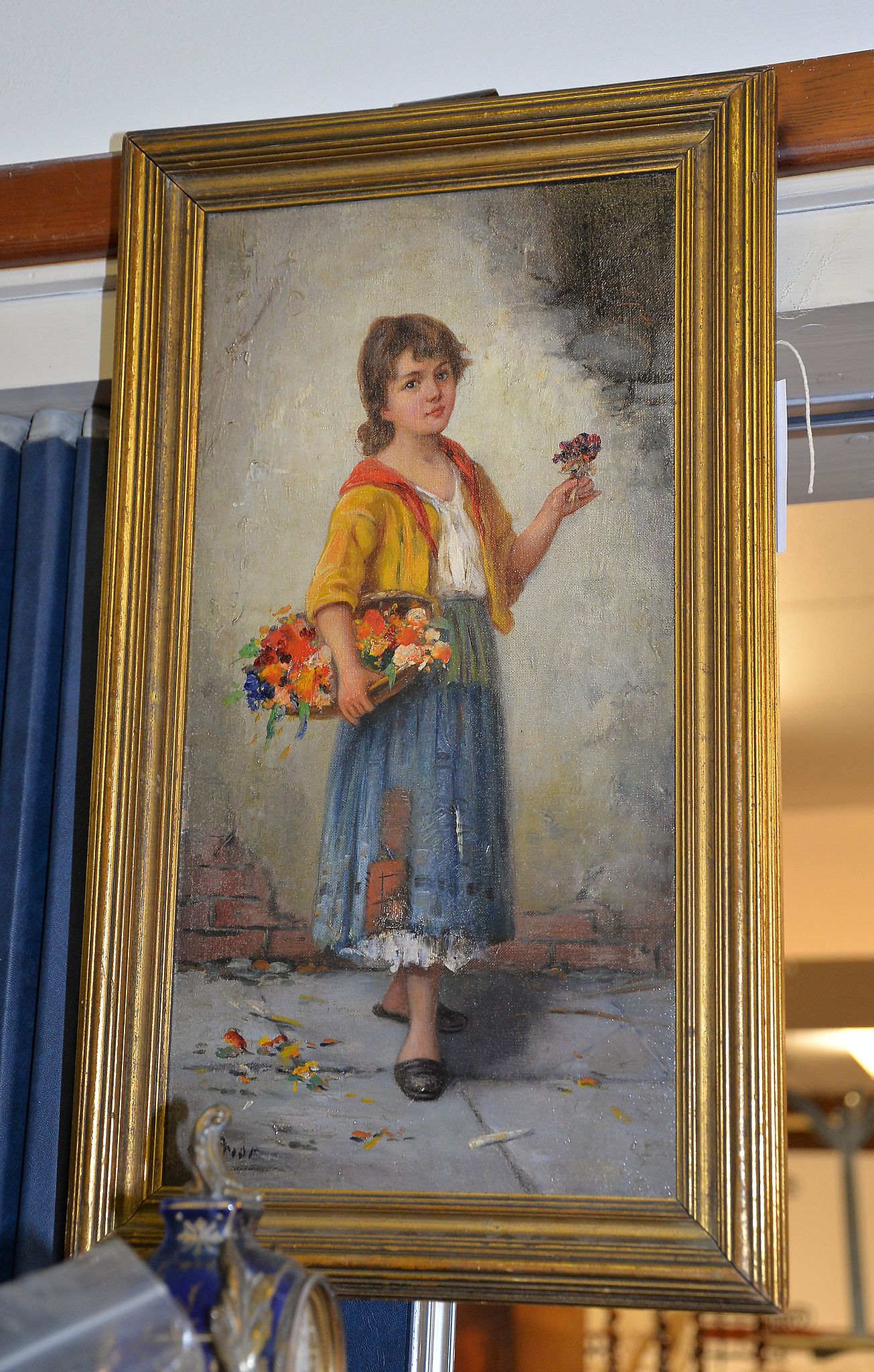 G. Prior (19th/20th century) Portrait of a flower girl Oil on canvas Signed, lower left 41 x 21cm (