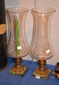 A pair of storm lamps, 44cm high overall Provenance: Hall Place, sold on the instructions of the