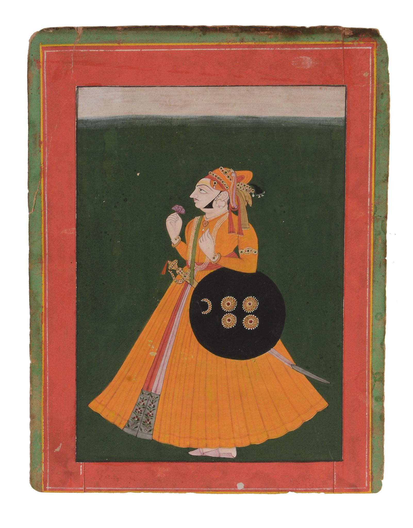 Three Indian portraits of rulers, Mewar, South Western Rajasthan, late 18th or 19th century, each