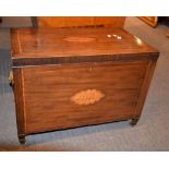 A Regency mahogany and satinwood banded and inlaid wine cooler, of rectangular form, with flanking