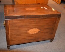 A Regency mahogany and satinwood banded and inlaid wine cooler, of rectangular form, with flanking
