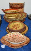 An assortment of English mostly creamware and caneware, including a caneware part botanical service,