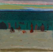 δ David Michie (Scottish 1928-2015 - A beach opposite St. Tropez Oil on canvas Signed lower left 92