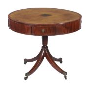 Ω A mahogany drum table in Regency style , constructed from some period timber, the rosewood