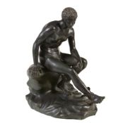 A Continental patinated bronze model of Mercury Resting, late 19th century, cast after the Antique,