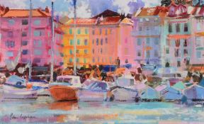 δ Peter Graham (Scottish b. 1959) - Old port at Cannes Acrylic on canvas Signed lower left 27 x