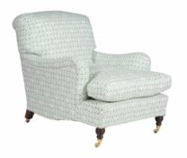 A pair of armchairs by Howard Chairs Ltd, second half 20th century, each upholstered in green H