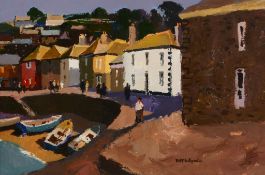 δ Donald McIntyre (British 1923-2009) - Fishing village Oil on board Signed lower right 49.5 x 74cm