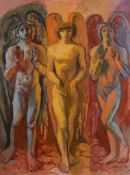 δ Hans Feibusch (German 1898-1988) - The three angels Oil on board Signed with initials lower left