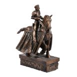 δ Sally Arnup, FRBS (1930-2015), a bronze equestrian group, of a knight on horseback, signed in the