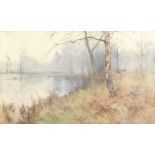 Reginald Jones (British 1857-1920) - Wooded landscape Watercolour on paper laid to canvas Signed and