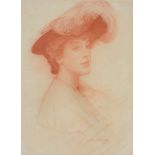 δ Harold Speed (British 1872-1957) - Elegant lady in hat Red chalk Signed and dated 1904,lower right