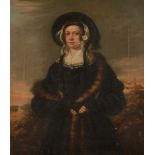 Continental School Portrait of a woman in a black bonnet Oil on canvas 30 Continental School (19th