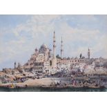 Gabriel Carelli (Italian 1821-1900) - Constantinople Watercolour, ink and pencil Signed and