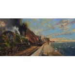 δ Barrie A F Clark (British 20th century) - Steam trains on the English Riviera Oil on canvas