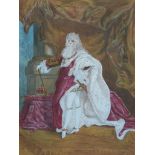 δ Berkeley Sutcliffe (British 20th century) - The King in his Coronation Robe Watercolor and gouache