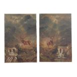 Scottish School (19th century) - Two scenes of a pair of stags in a glen Oil on canvas, a pair