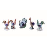 Five Herend figures of domestic fowl, 16cm and smaller