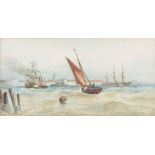 Robert Malcolm Lloyd (British fl.1880-1899) - Harbour scene Watercolour Signed and indistinctly
