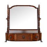 A George IV mahogany and brass inlaid dressing mirror, circa 1825, probably Irish, 53cm high, 50cm