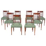 A set of eight mahogany dining chairs in George III style , 19th century, each with lattice back,