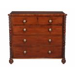 A Regency mahogany chest of drawers , circa 1815, with two short and three long drawers each with