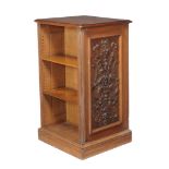 A late Victorian oak free standing bookcase , circa 1890, one panel side with applied moulding with