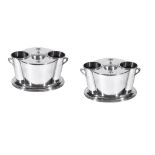 A pair of nickel plated metal wine coolers, of recent manufacture, each of quatrefoil section, the