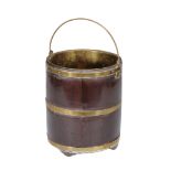 A George III mahogany and brass bound bucket , circa 1780, of cylindrical form, 33cm high (