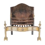 An iron and brass mounted firegrate in early George III style, second half 20th century, with