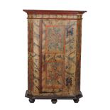 A Northern European painted pine cupboard, 19th century, 178cm high, 120cm wide, 57cm deep