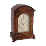 A Victorian mahogany bracket clock , unsigned, circa 1840, the eight-day triple fusee bell striking