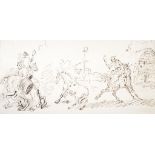 John Vanderbank the Younger (British 1694-1739) Riders in Difficulty Pen and brown ink 14 x 30cm (