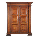 A South German walnut and marquetry cupboard (shrank), late 17th/ early 18th century, the egg and